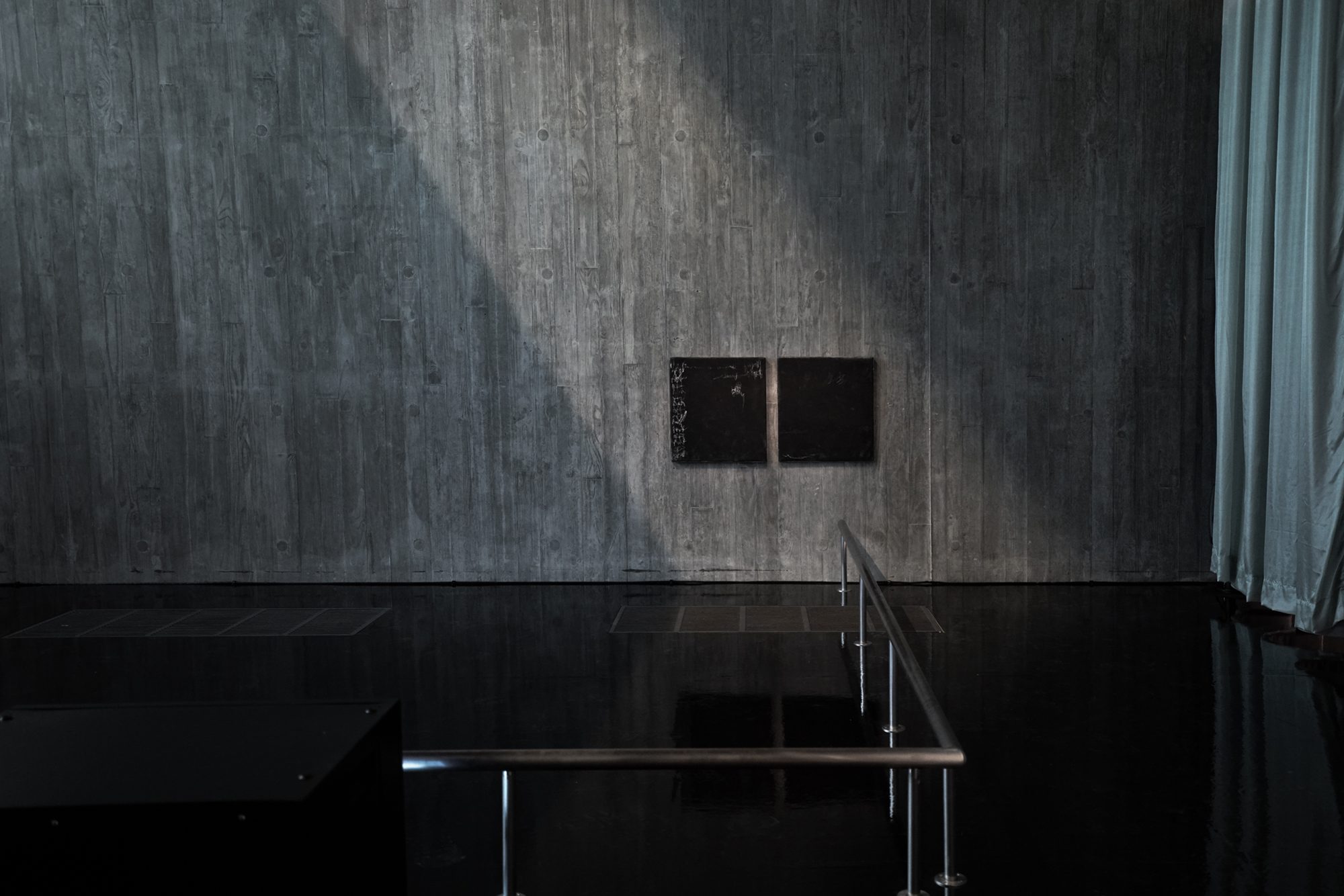 Bent 1 & Bent 2, 2025, chalk on acrylic on felt, at Sigg Prize 2025 exhibition, M+, Hong Kong, 2025.